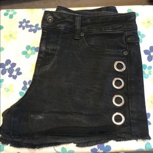 Black heart jean shorts